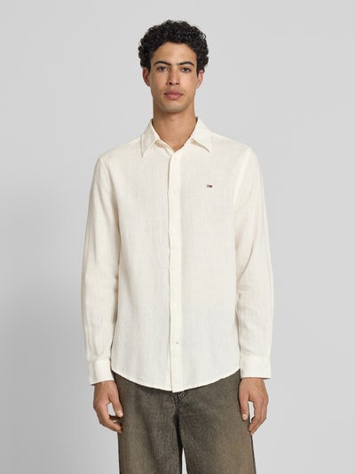 Tommy Jeans Regular Fit Freizeithemd aus Leinen-Baumwoll-Mix Offwhite 4