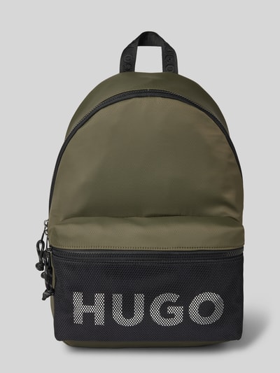 HUGO Rucksack mit Label-Print Modell 'HANS' Oliv 2