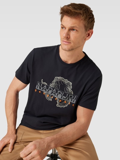 Napapijri T-Shirt mit Label-Print und Rundhalsausschnitt Black 3