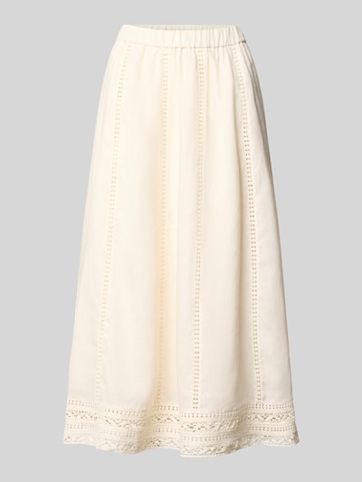 Produktfoto, Ausgestellter Maxi-Rock aus reinem Leinen von Weekend Max Mara, Optik: Unifarben, Regular-Fit, Maxi-Länge, Lochstickerei, Flammgarn, Bundabschluss: Elastisch, Material: Leinen