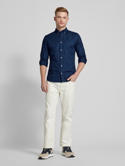 Jack & Jones Premium Slim fit vrijetijdsoverhemd met borstzak, model 'BROOK OXFORD' Marineblauw - 1