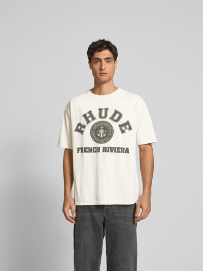 RHUDE Oversized T-Shirt mit Rundhalsausschnitt Offwhite 4