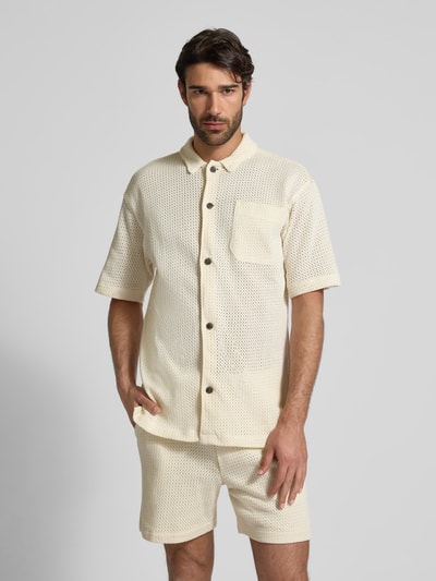 Lindbergh Regular fit vrijetijdsoverhemd met borstzak Ecru - 4