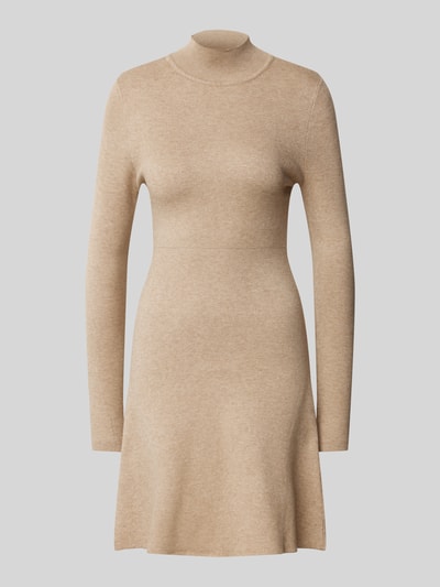 Vero Moda Getailleerde gebreide jurk met geribde ronde hals, model 'GOLD' Taupe - 2