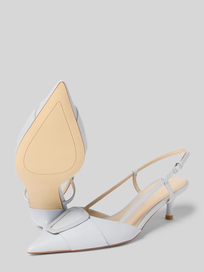 Productfoto, Pumps aus echtem Leder mit Logo-Detail van Marc Cain Bags & Shoes in wit leer met siergarnering, open hiel en gladde zool, hakhoogte maat 40: 5 cm, schachtbreedte maat 40: 6 cm