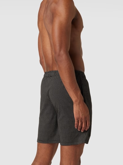 Schiesser Sweatshorts met ruitmotief, model 'Boxer' Zwart - 4