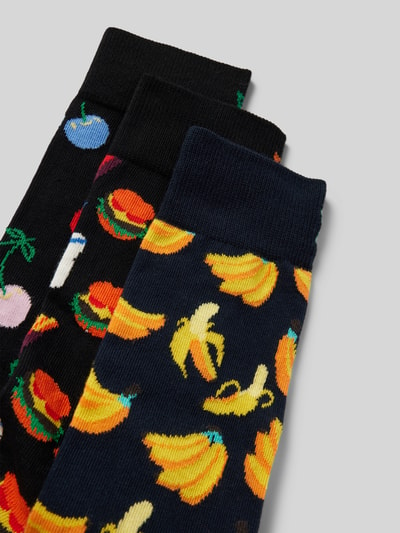 Happy Socks Sokken met labelprint in een set van 3 paar, model 'Classic' Marineblauw - 2