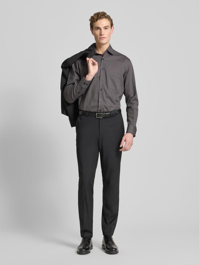 ETERNA Modern fit zakelijk overhemd van katoen met kentkraag Zwart - 1