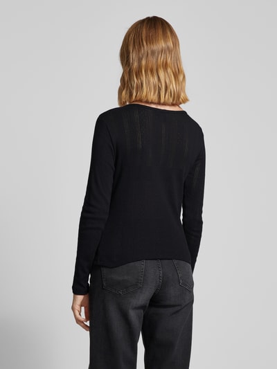 Vero Moda Slim fit shirt met lange mouwen en fijn ajourpatroon Zwart - 5