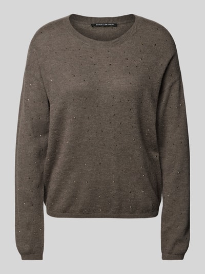 Luisa Cerano Gebreide pullover met strass-steentjes Taupe - 2