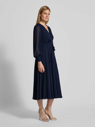Christian Berg Cocktail Midikleid mit Taillenband Marine Melange 1