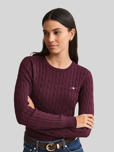 GANT Regular Fit Pullover aus Baumwoll-Mix mit Logo-Stitching Bordeaux 3