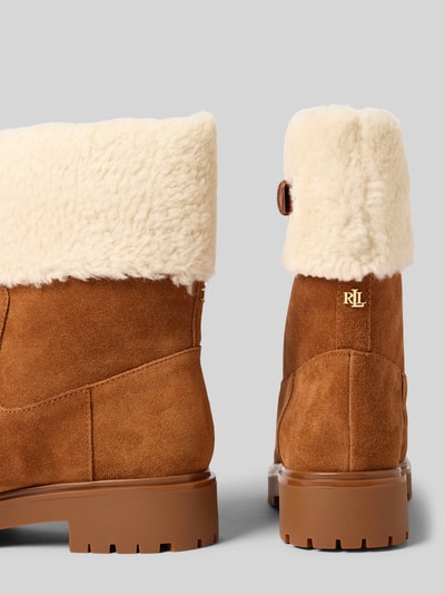 Lauren Ralph Lauren Buty skórzane z wyściółką ze sztucznego kożuszka model ‘ALLYSON’ Koniakowy 2