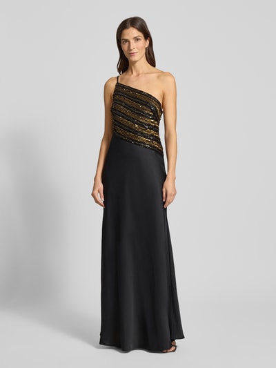 Lauren Ralph Lauren Sukienka wieczorowa o kroju na jedno ramię z perełkami i cekinami Czarny 4