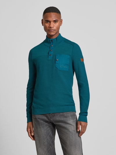 s.Oliver RED LABEL Regular Fit  Strickpullover aus reiner Baumwolle in Piqué-Qualität Petrol 4