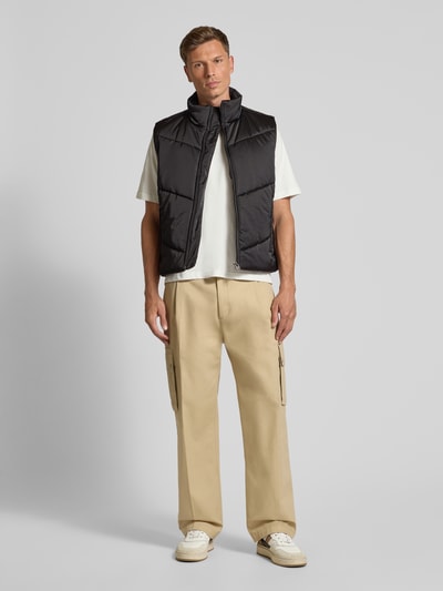 HUGO Regular Fit Steppweste aus wattiertem Satin Modell 'BEROLINO' Black 1