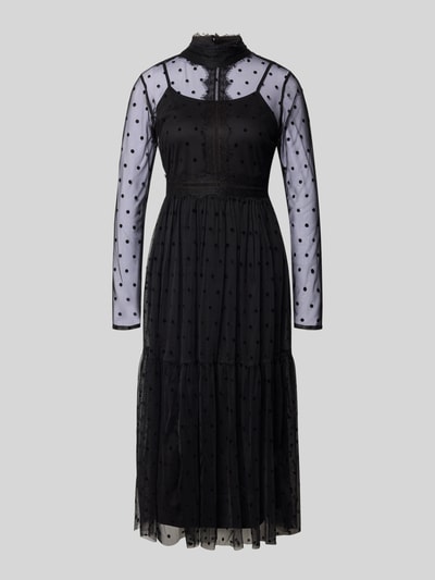 LACE & BEADS Midi-jurk met opstaande kraag Zwart - 2