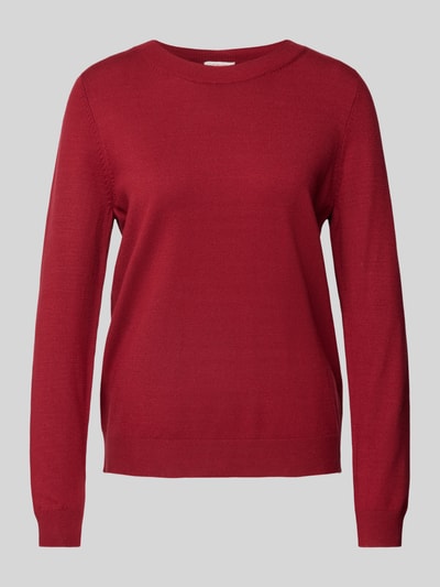 s.Oliver RED LABEL Regular Fit Strickpullover aus Viskose-Mix mit gerippten Abschlüssen Rot 2