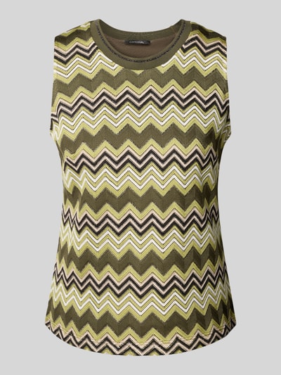 comma Top dzianinowy z ażurowym wzorem Zielony 2