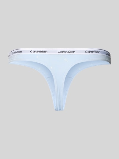 Produktfoto, String mit elastischem Bund im 5er-Pack von Calvin Klein Underwear, jasnoniebieski, bawełniano-elastanowy materiał, dopasowany krój, elastyczna talia z logo, kobieca bielizna.