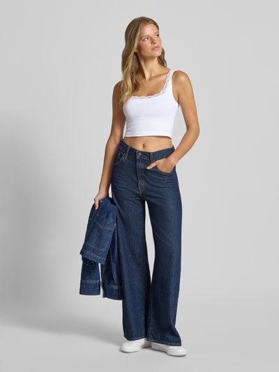 Only Slim Fit Crop Top mit Spitzenbesatz Modell 'VICKY' Weiss 1