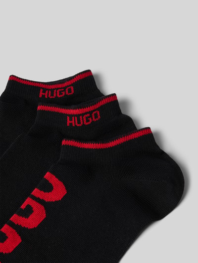 HUGO Skarpety do sneakersów z nadrukiem z logo w zestaw 3 szt. Czarny 2