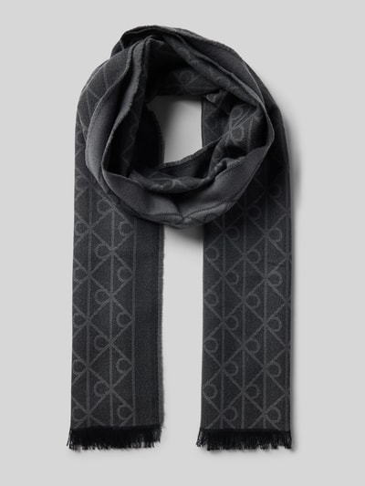 CK Calvin Klein Wollschal mit Allover-Stitching Modell 'Tonal' BLACK 1