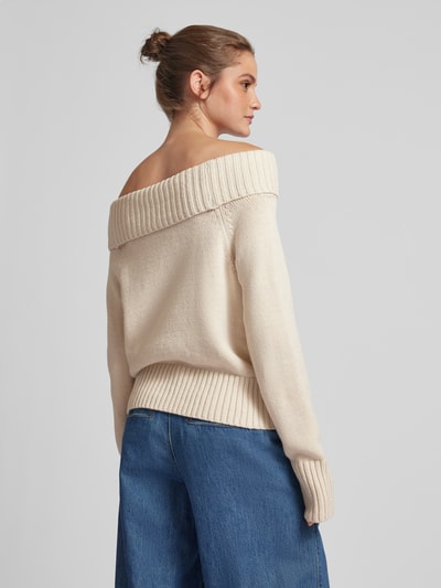 Noisy May Gebreide pullover met carmenhals, model 'LIMA' Beige - 5