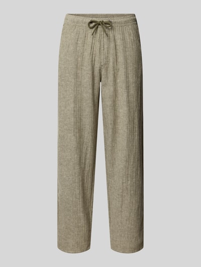 Redefined Rebel Hose aus Leinen-Baumwoll-Mix mit elastischem Bund Hellgruen 2