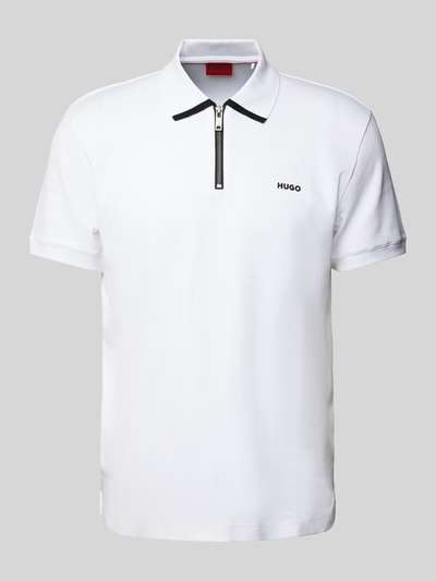 HUGO Straight Fit Poloshirt mit Kontraststreifen Modell 'Dalomino' Weiss 1