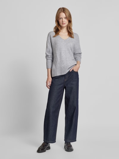 Tom Tailor Denim Pullover mit V-Ausschnitt Hellgrau Melange 1