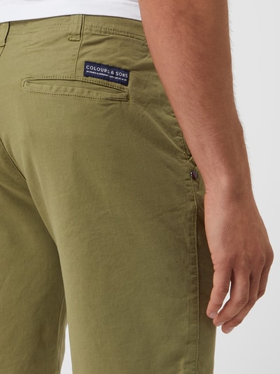 Colours & Sons Chino-Shorts mit Leinen-Anteil  Oliv 3