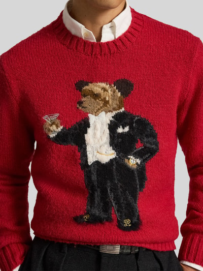 Polo Ralph Lauren Regular Fit Pullover aus reiner Wolle mit Polo-Bear-Intarsie Rot 3