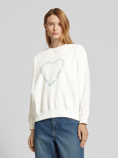 Tom Tailor Denim Comfort Fit Sweatshirt aus Baumwoll-Mix mit Schriftzug-Print Offwhite 4