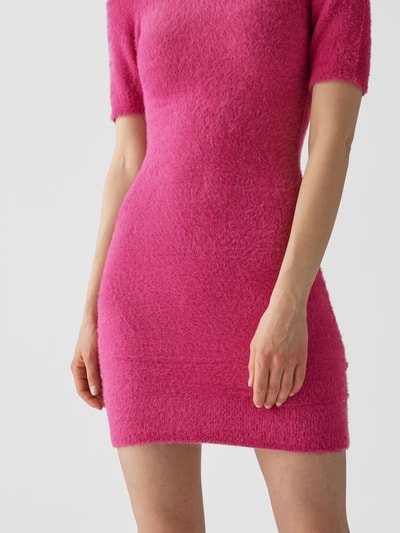 ROTATE Knielanges Strickkleid mit Stehkragen Pink 6