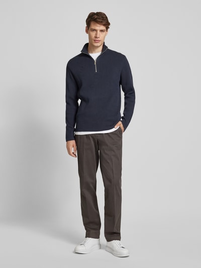 Hiltl Slim fit chino met persplooien, model 'PEAKER' Donkergrijs - 1