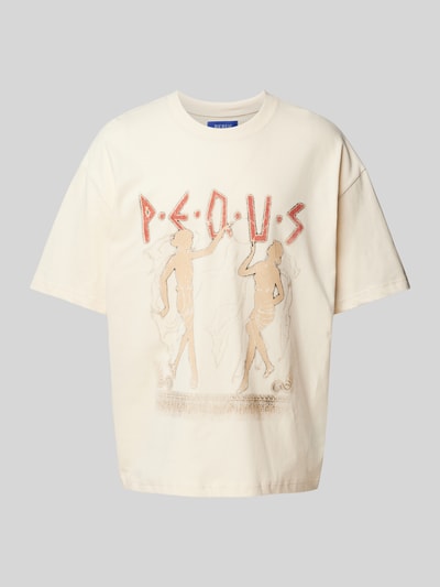 PEQUS T-Shirt mit Label-Motiv-Print Modell 'Ancient Love Story' Sand 1