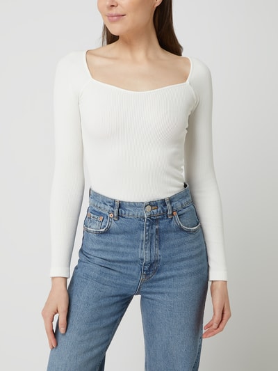 Only Cropped Longsleeve mit Stretch-Anteil Modell 'Gwen' Offwhite 4