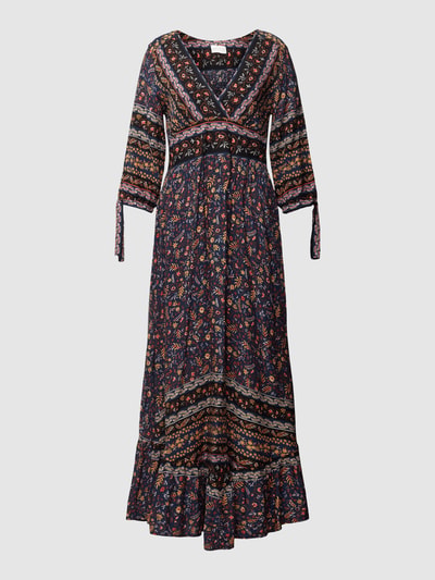 Apricot Maxikleid aus Viskose mit Allover-Muster Marine 2