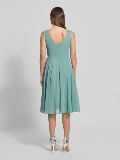 TROYDEN COLLECTION Knielange cocktailjurk van Chiffon met V-hals Mintgroen - 5