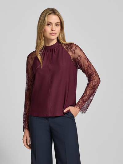 Vero Moda Regular fit blouse met opstaande kraag, model 'MILLA' Bordeaux - 4