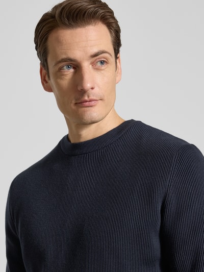 Lindbergh Relaxed Fit Strickpullover mit Rundhalsausschnitt Marine 3