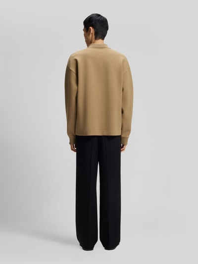 HUGO bluza o kroju oversized z mieszanki bawełny model 'Dabins' Beżowy 5