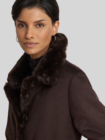 Lauren Ralph Lauren Mantel mit Webpelzbesatz Schoko 6