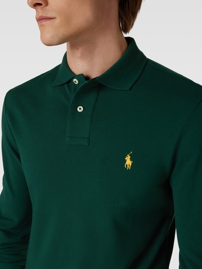 Polo Ralph Lauren Slim Fit Poloshirt mit Label-Stitching Dunkelgruen 3