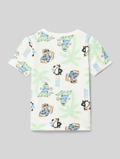 Tom Tailor T-shirt met all-over motiefprint Offwhite - 3