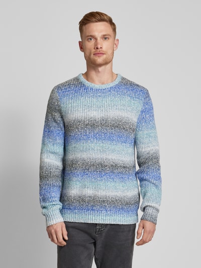 Fynch-Hatton Strickpullover mit Rundhalsausschnitt Tuerkis Melange 4