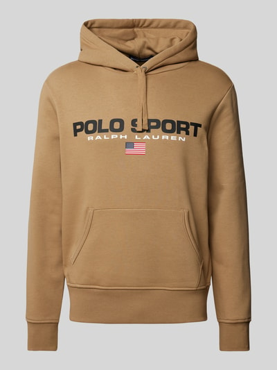 Polo Sport Hoodie met labelprint Kaki - 2