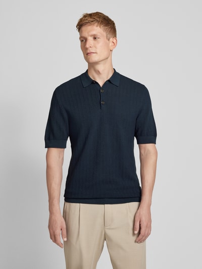 Matinique Slim fit poloshirt met structuurmotief Marineblauw - 4