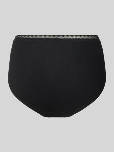Produktfoto, schwarzer Slim Fit Slip aus Baumwoll-Mix im 3er-Pack von SCHIESSER, dezenter Spitzenbesatz, glatte strukturierte Oberfläche